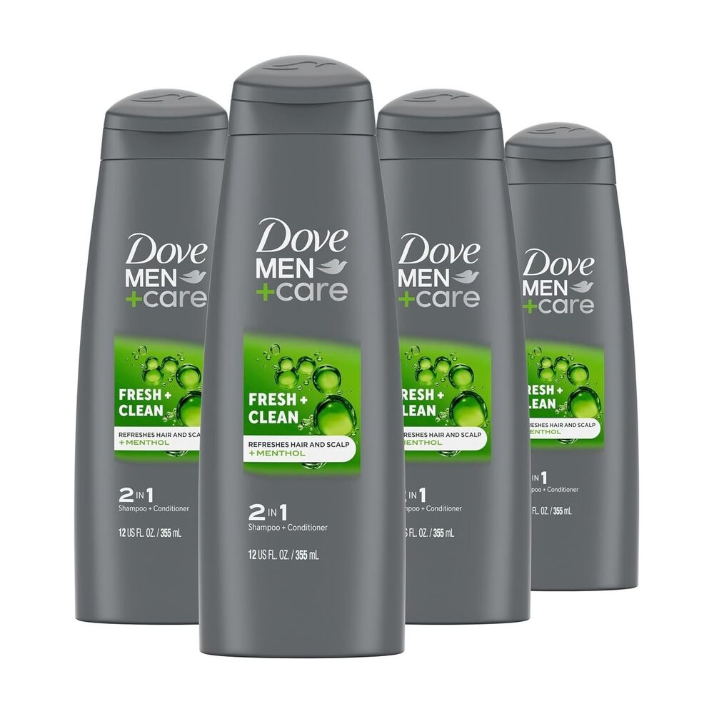4-Pack DOVE MEN+CARE Fortifying 2-in-1 Shampoo & Conditioner Fresh & Clean 12oz